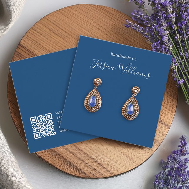 Classic Blue White QR Code Earring Display Card (Creator Uploaded)