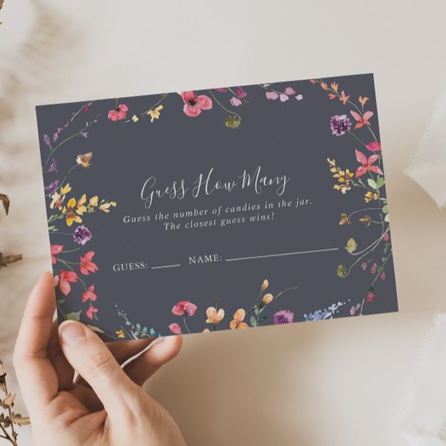 Classic Blue Wild Floral Devinez Combien De Carte  (Créateur téléchargé)