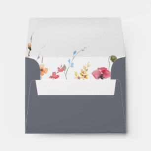 Classic Blue Wild Floral Self-Addressed RSVP   Envelope