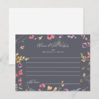 Classic Blue Wild Floral Wedding Advice Card