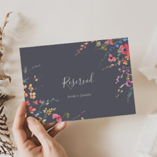 Classic Blue Wild Floral Wedding Reserved Sign