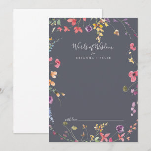 Classic Blue Wild Wedding Words of Wisdom  Advice Card