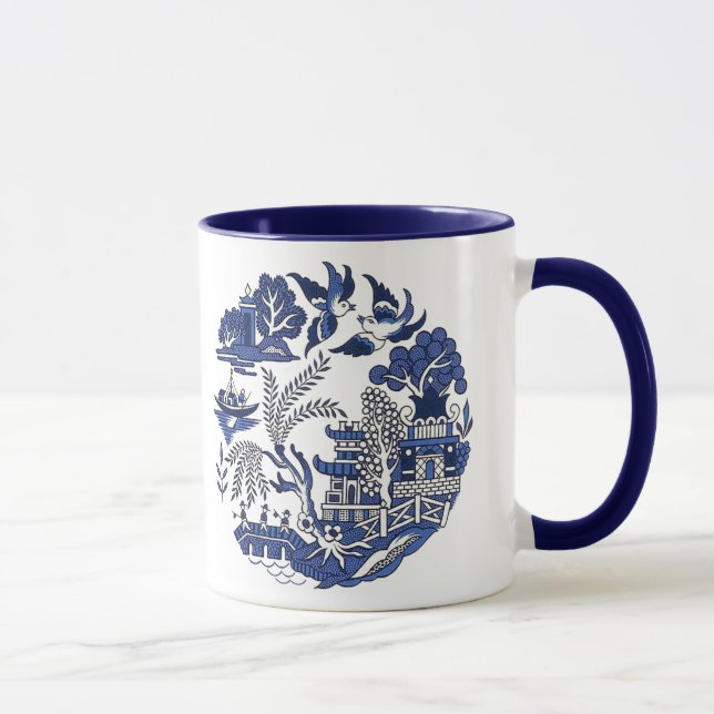Classic Blue Willow China Design Mug (Right)