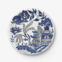 Classic Blue Willow China Design Paper Plate Zazzle