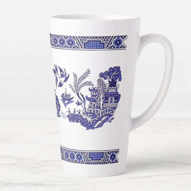 Classic Blue Willow Design Latte Mug (Right)
