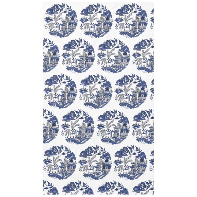 Classic Blue Willow Design Tablecloth (Front)