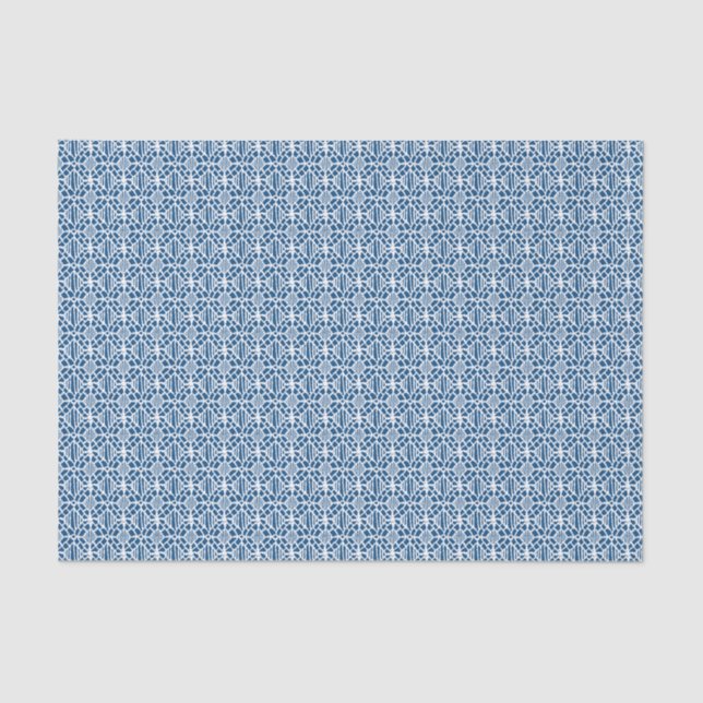 Classic Blue With White Crochet Lace Pattern Tissue Paper (Front)