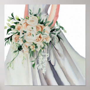 Classic Blush, Bridal Cascading Bouquet 1, Poster