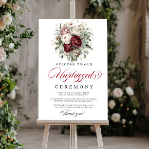 Classic Blush Burgundy Unplugged Ceremony Poster