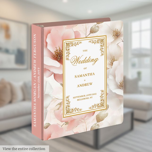 Classic blush floral wedding memory album binder (Classic blush floral wedding memory album 3 ring binder)