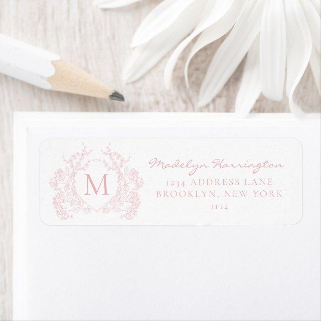 Classic Blush Pink Floral Crest Monogram (Insitu)