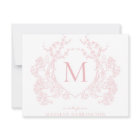 Classic Blush Pink Floral Crest Monogram