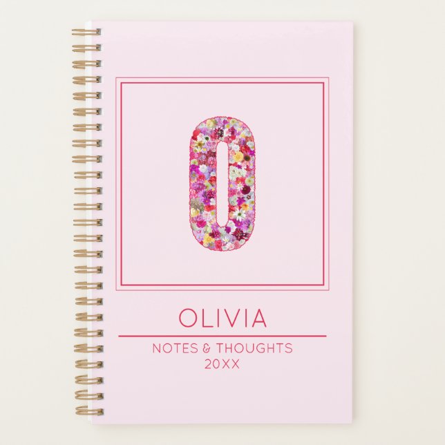 Classic Blush Pink Monogrammed Name Letter O Planner (Front)