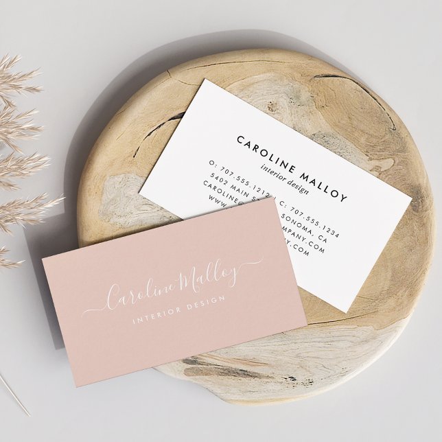 Classic Blush Pink | Signature Script Business Card (Creator Uploaded)