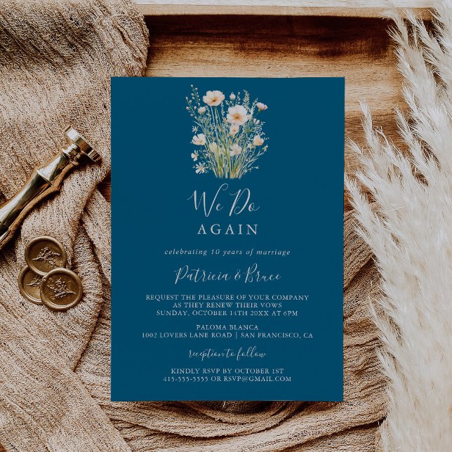 Classic Blush Wildflower We Do Again Vow Renewal Invitation (Creator Uploaded)