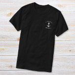 Classic Boat Anchor Captains Black T-Shirt<br><div class="desc">Nautical-themed boat captain's black t-shirt with a white illustration of a classic anchor and their name and boat's name in modern white lettering.</div>