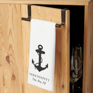 Classic Boat Anchor Monogram Kitchen Towel