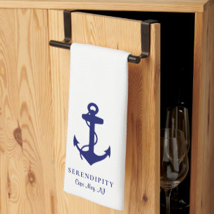 Classic Boat Anchor Monogram Kitchen Towel