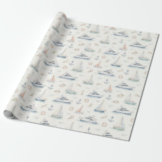 Classic Boat Anchor Watercolor Nautical Gift Wrapping Paper