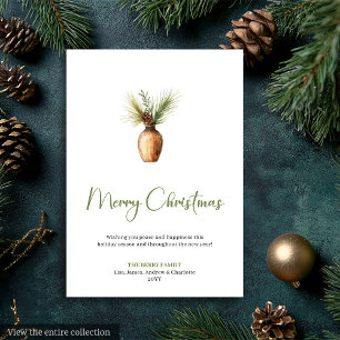 Classic Bohemian Botanical Earthy Holiday Greeting Card