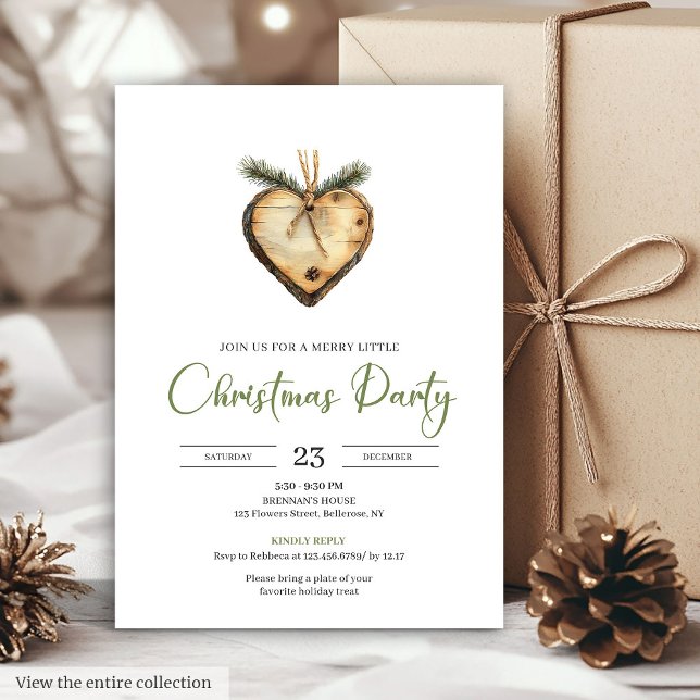 Classic Bohemian Pine Wreath Watercolor Holiday  Invitation (Classic Bohemian Pine Wreath Watercolor Holiday Invite)