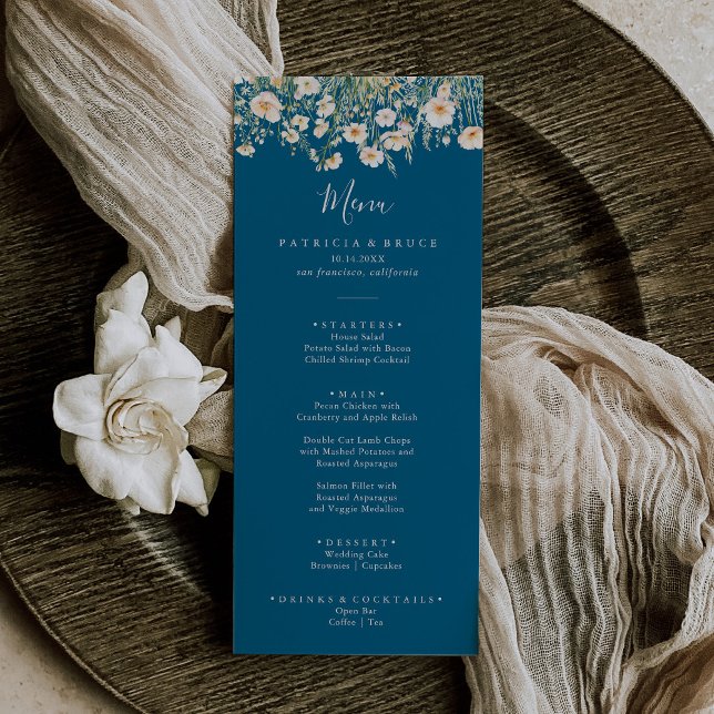 Classic Boho Blush Wildflower Dinner Menu (Creator Uploaded)