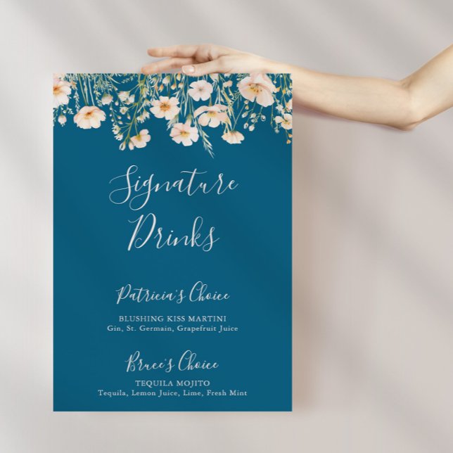 Classic Boho Blush Wildflower Signature Drinks  Poster (Creator Uploaded)