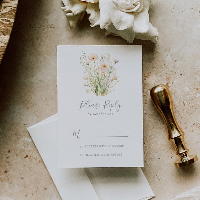 Classic Boho Blush Wildflower Wedding RSVP (Creator Uploaded)