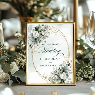 Classic Boho Botanical Wedding Welcome Sign