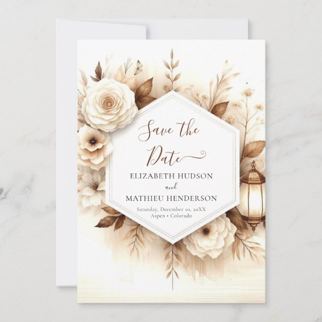 Classic Boho Rustic Wedding Save The Date (Front)