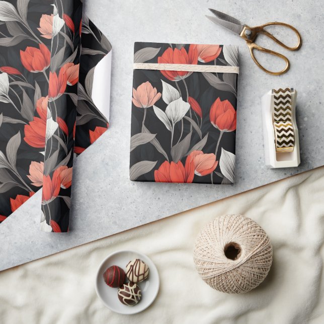 Classic Boho Tulip Print Wrapping Paper (Crafts)