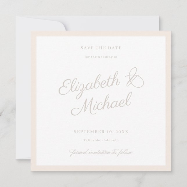 Classic Bold Border Square Save the Date Flat Card (Front)