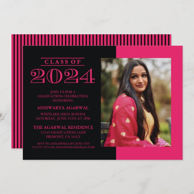 CLASSIC BOLD CLASS OF 2024 GRADUATION INVITATION (Front/Back)
