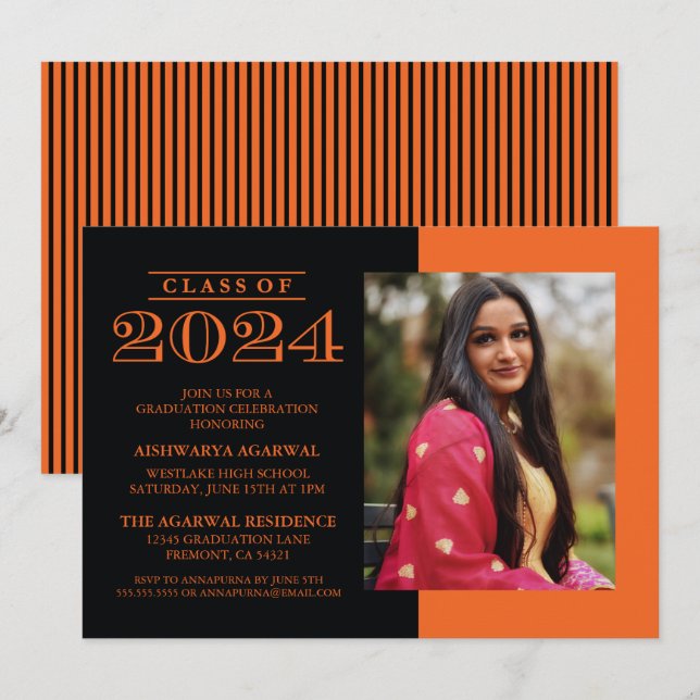 CLASSIC BOLD CLASS OF 2024 GRADUATION INVITATION (Front/Back)