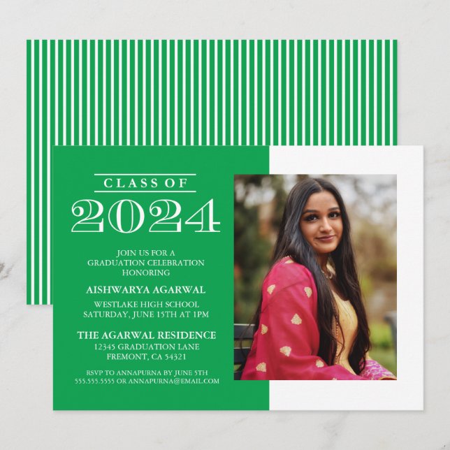 CLASSIC BOLD CLASS OF 2024 GRADUATION INVITATION (Front/Back)