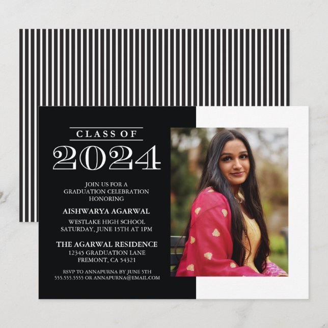CLASSIC BOLD CLASS OF 2024 GRADUATION INVITATION (Front/Back)