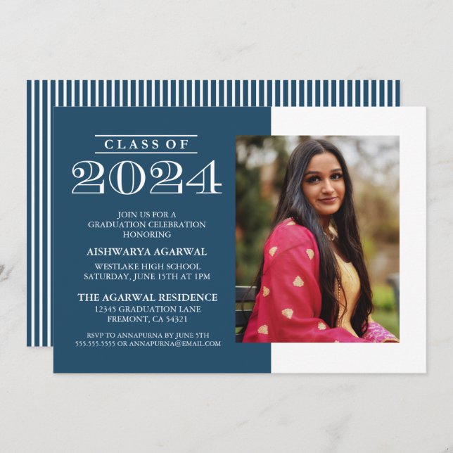 CLASSIC BOLD CLASS OF 2024 GRADUATION INVITATION (Front/Back)
