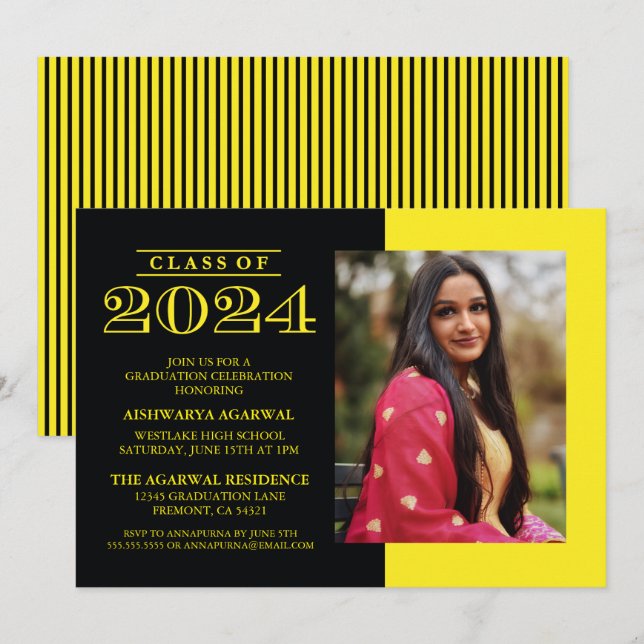 CLASSIC BOLD CLASS OF 2024 GRADUATION INVITATION (Front/Back)