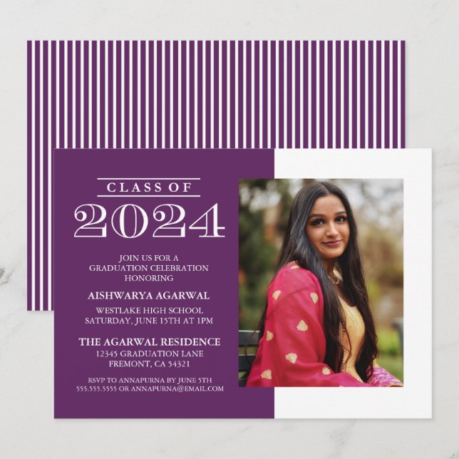 CLASSIC BOLD CLASS OF 2024 GRADUATION INVITATION (Front/Back)