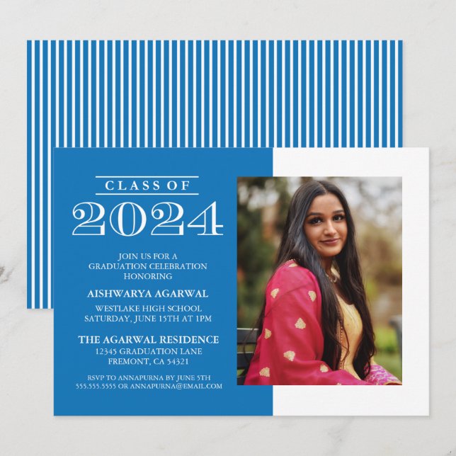 CLASSIC BOLD CLASS OF 2024 GRADUATION INVITATION (Front/Back)