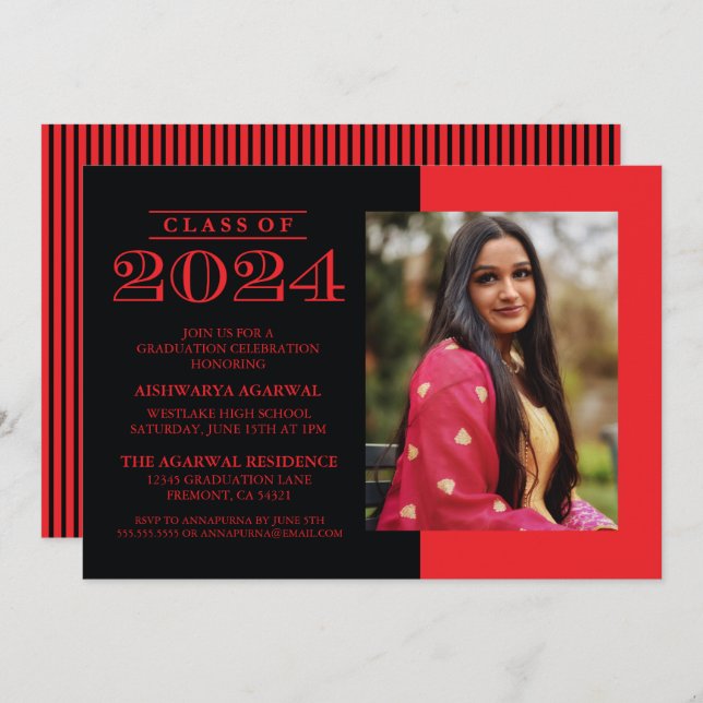 CLASSIC BOLD CLASS OF 2024 GRADUATION INVITATION (Front/Back)
