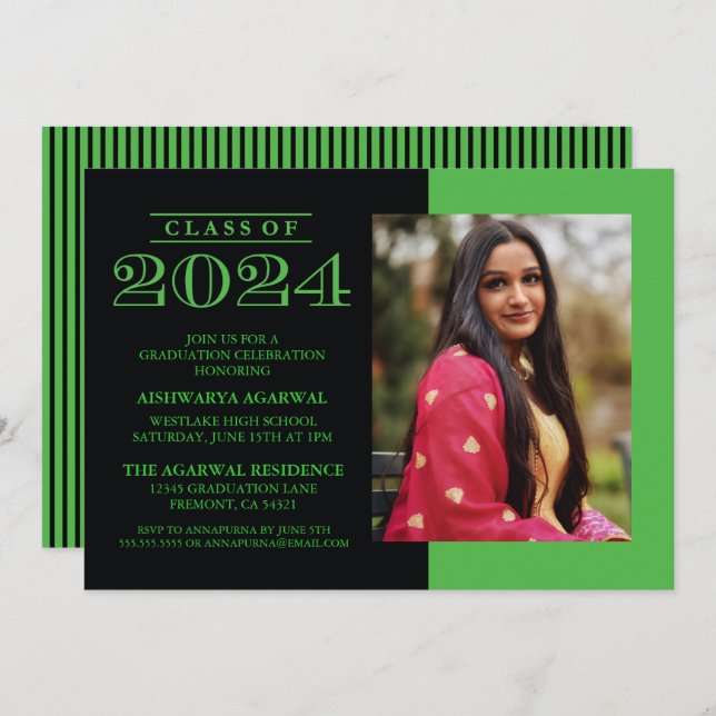 CLASSIC BOLD CLASS OF 2024 GRADUATION INVITATION (Front/Back)