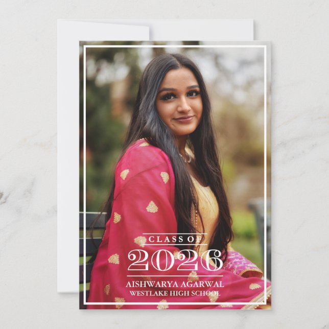 CLASSIC BOLD CLASS OF 2026 GRADUATION ANNOUNCEMENT (Front)