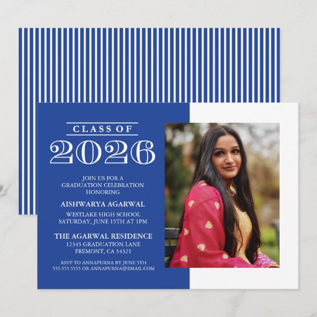 CLASSIC BOLD CLASS OF 2026 GRADUATION INVITATION (Front/Back)