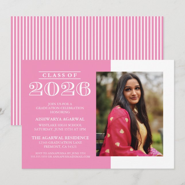 CLASSIC BOLD CLASS OF 2026 GRADUATION INVITATION (Front/Back)