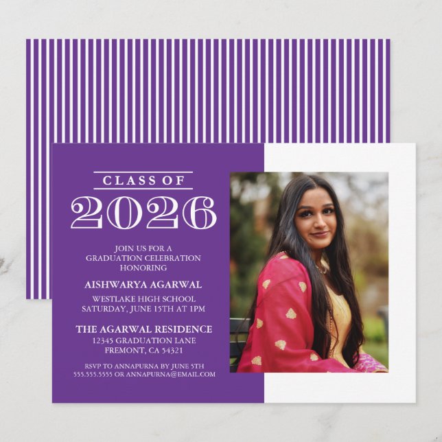 CLASSIC BOLD CLASS OF 2026 GRADUATION INVITATION (Front/Back)