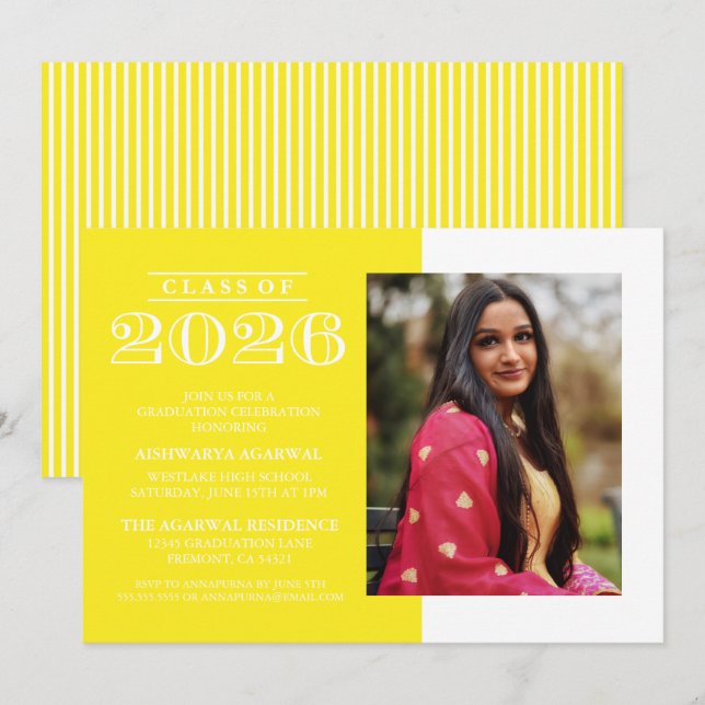 CLASSIC BOLD CLASS OF 2026 GRADUATION INVITATION (Front/Back)