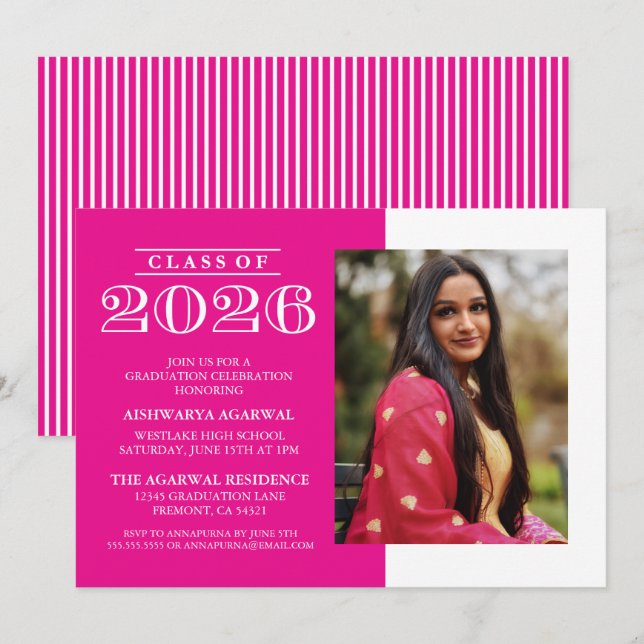 CLASSIC BOLD CLASS OF 2026 GRADUATION INVITATION (Front/Back)