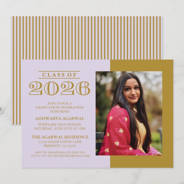 CLASSIC BOLD CLASS OF 2026 GRADUATION INVITATION (Front/Back)