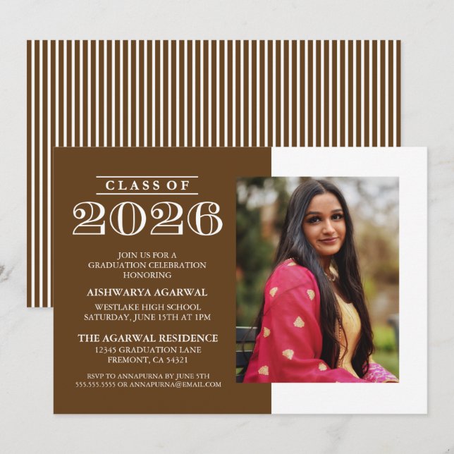 CLASSIC BOLD CLASS OF 2026 GRADUATION INVITATION (Front/Back)